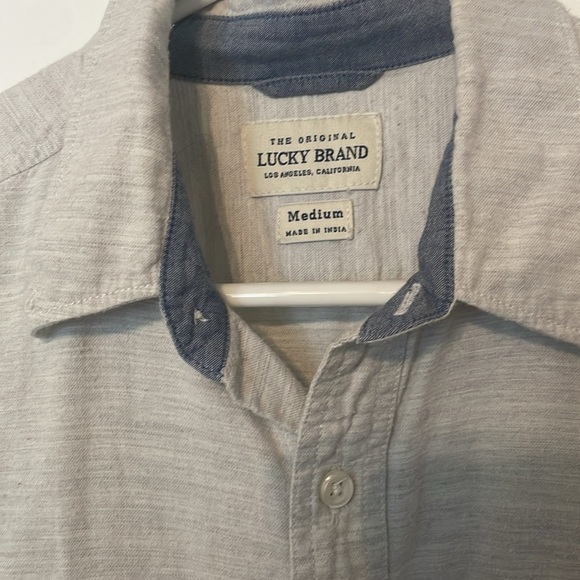 Lucky brand Button down shirt ivory cream M - Picture 3 of 5